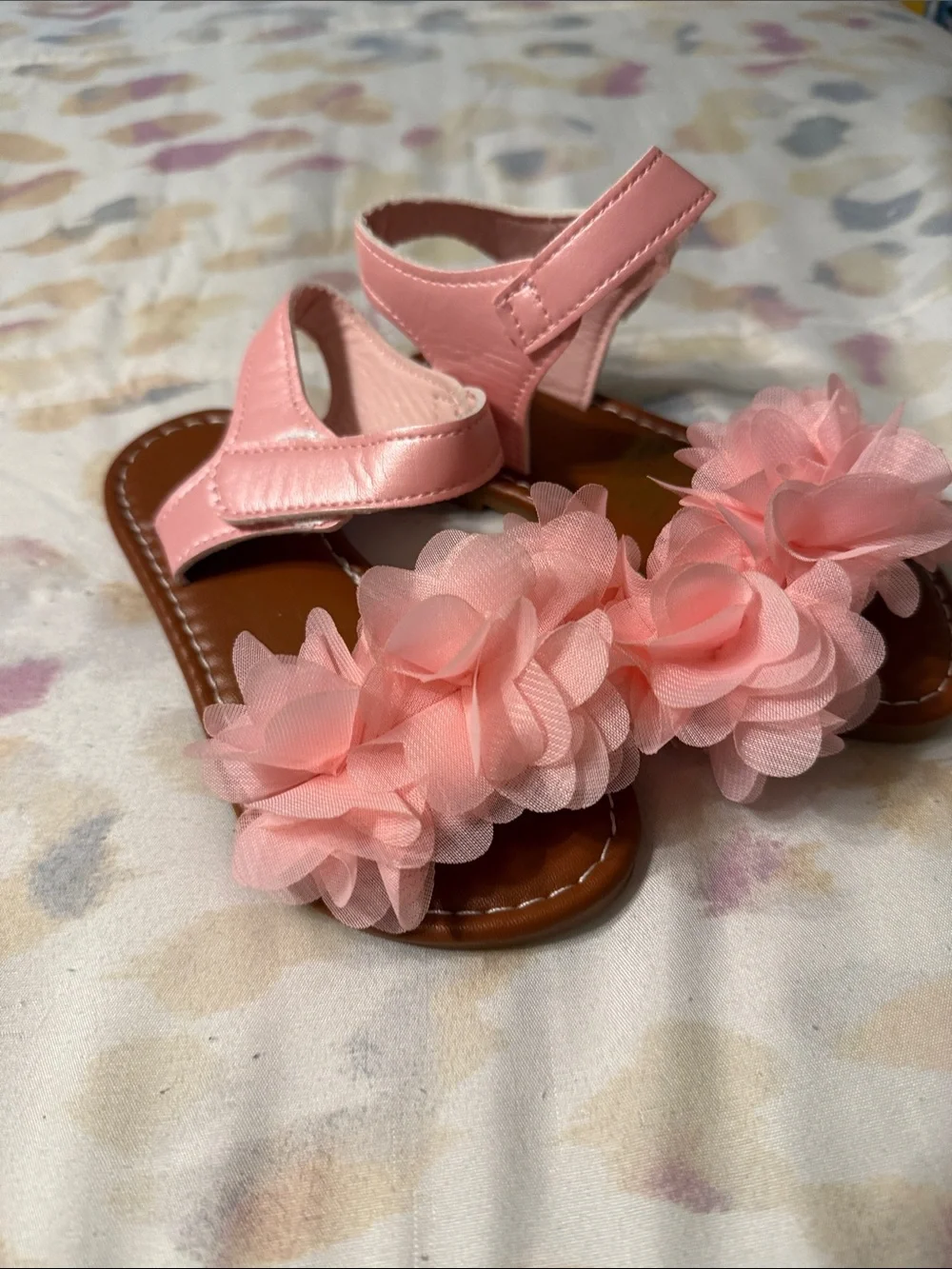 Girls Pink Floral Ruffle Sandals brand new!!
